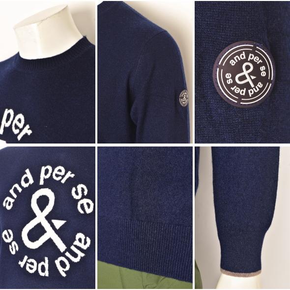 アンパスィ and per se カシミヤ クルーネックセーター メンズ and per se（アンパスィ） 20％OFFセール！ ゴルフ 2024秋冬新作