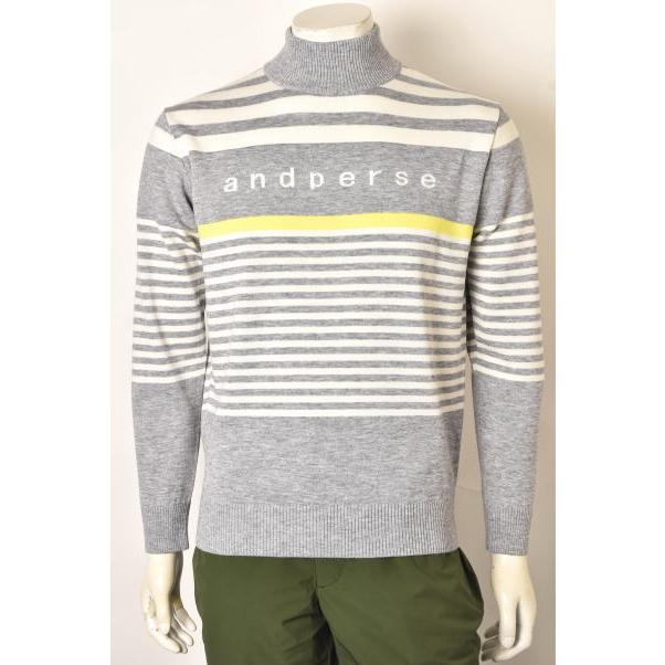 and per se ストライプ ハイネックセーター and per se 20％OFFセール！ アンパスィ ゴルフ 2024秋冬新作 メンズ