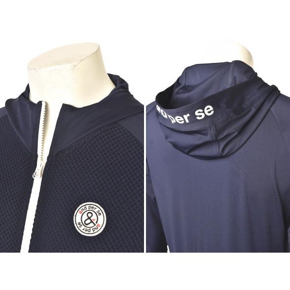 and per se ジップアップジャケット 裏地付き and per se アンパスィ ゴルフ 2025秋冬新作 メンズ フーディー