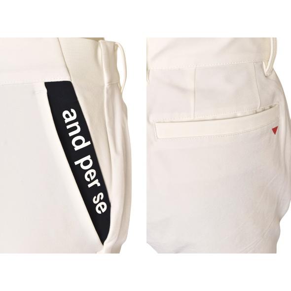 あー様　新品　and per se 上下セット　ホワイト M and per se（アンパスィ） ゴルフ 2025春夏新作 メンズ パンツ 服