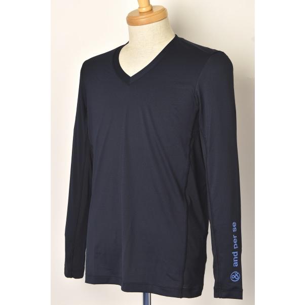 【men's】and per se ゴルフウェア インナー LL and per se アンパスィ メンズ COOL COOLVネックインナーシャツ