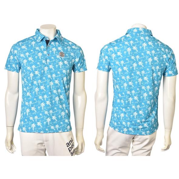 新品ゴルフウェア and per se メンズ　半袖ポロシャツ 総柄 Lサイズ and per se 20％OFFセール！ アンパスィ ゴルフ 2025春夏新作