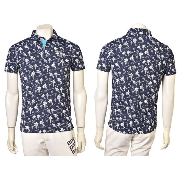 新品ゴルフウェア and per se メンズ　半袖ポロシャツ 総柄 Lサイズ and per se 20％OFFセール！ アンパスィ ゴルフ 2025春夏新作
