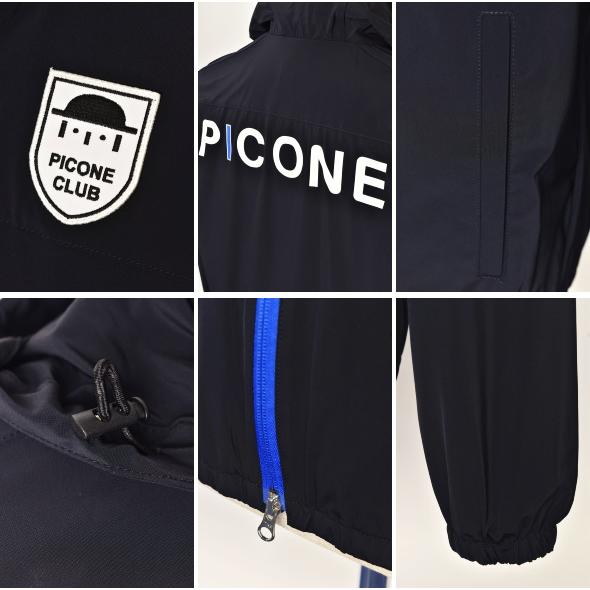 ピッコーネ　ジッパー　カーディガン　ブルゾン　ベロア調　黒 　刺繍　ゴルフ　L ピッコーネ ジッパー カーディガン ブルゾン ベロア調 黒 刺繍