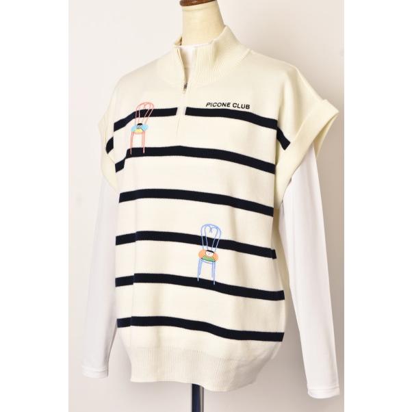PICONE CLUB 赤 ストライプ ハーフジップ ベスト PICONE CLUB 赤 ストライプ ハーフジップ ベスト