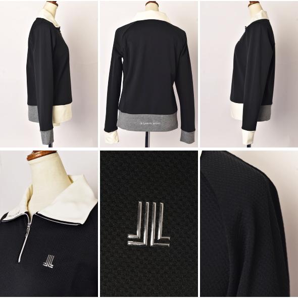 ○ランバンスポールゴルフハーフジップシャツニット切り替えプレートロゴ