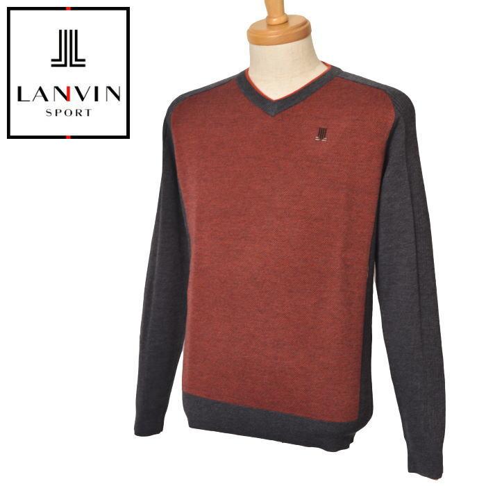 ランバン　ランバンスポール　Ｖネック　ニット　グレー　メンズ　38 ゴルフウェア ランバン ランバンスポール Vネック ニット グレー メンズ 38