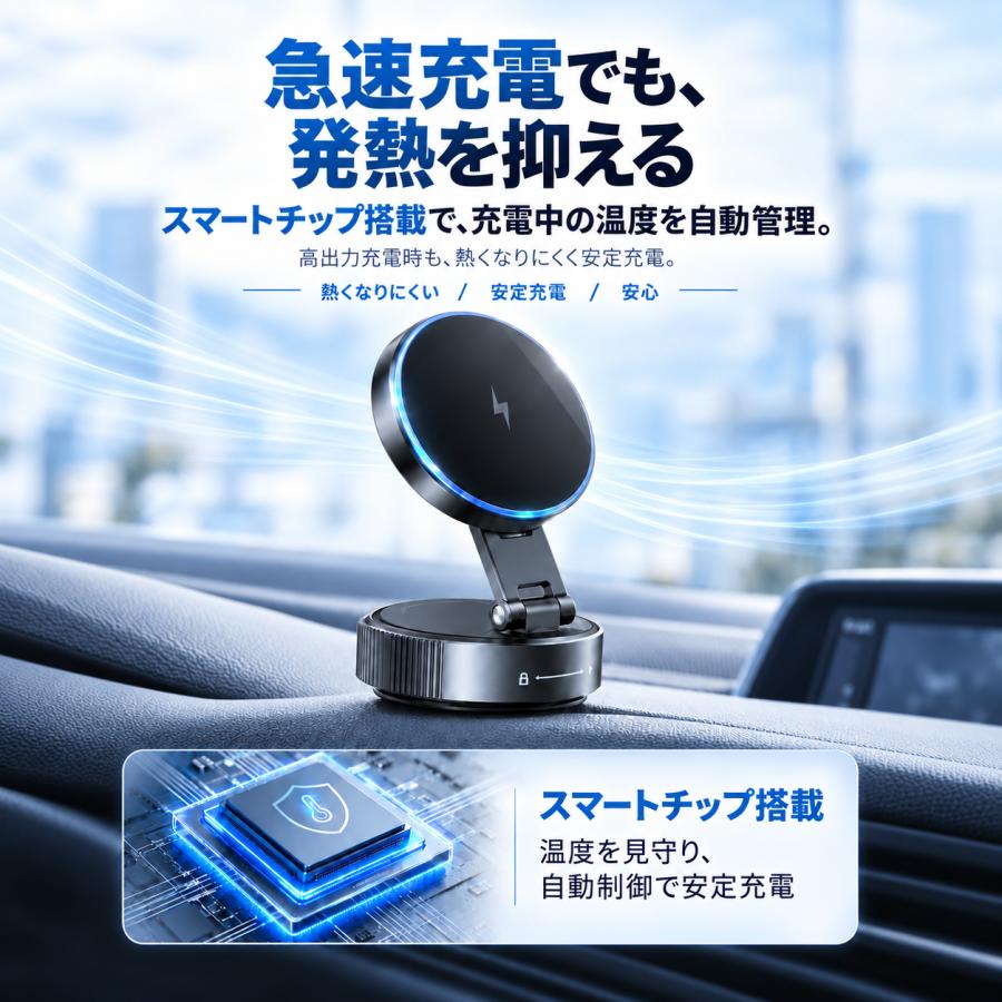 スマホホルダー 車 車載スマホホルダー 車載ホルダー マグネット ワイヤレス充電 magsafe対応 吸盤式 真空吸着 iPhone Android |  | 11