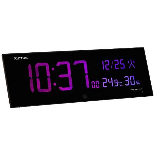 リズム(RHYTHM) 大型 掛け時計 電波時計 デジタル カラー グラデーション LED 365色 表示 黒 Iroria G 8RZ184SR02｜apm-store｜03