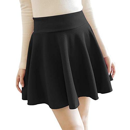 [Euyqs] レデース フレア Aライン ミニスカート ハイウェスト (XL mini ブラック)