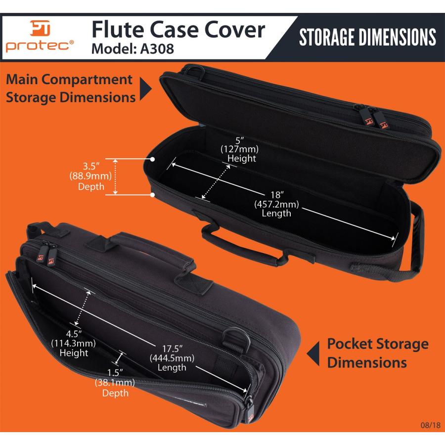 Protec A308 (A-308) ブラック フルートケース用カバー Flute Case