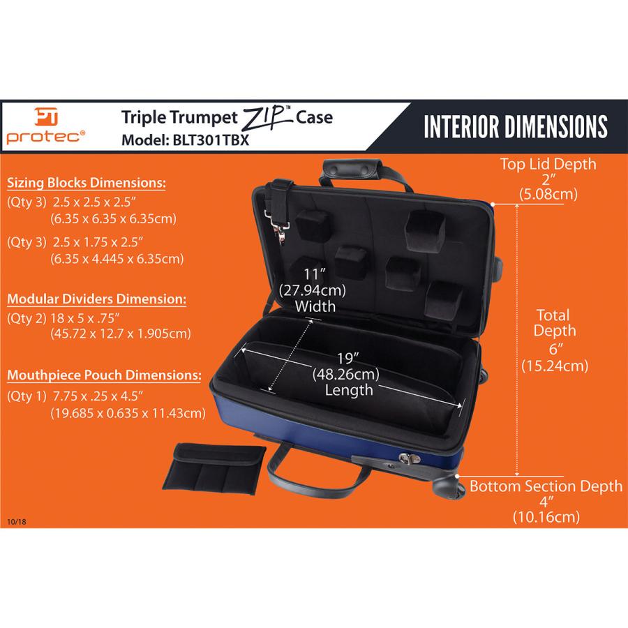 Protec BLT301TBX トランペット用トリプルケース ネイビー Protec BLT301TBX トランペット用トリプルケース ネイビー