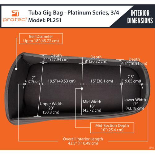 Protec PL251 (PL-251) 3/4 チューバ ギグバッグ ギグケース Tuba Gig