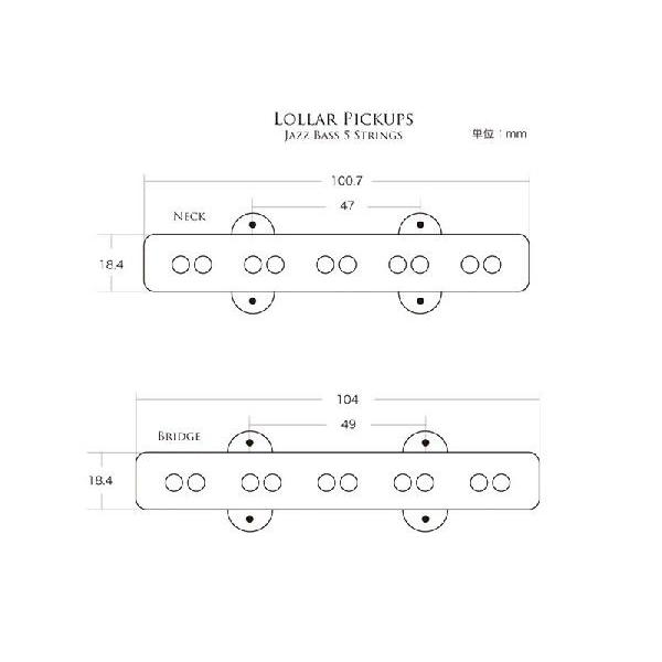 Lollar Pickup Jazz Bass 5String 5弦ベース用 (Neck/Bridge) ローラー 