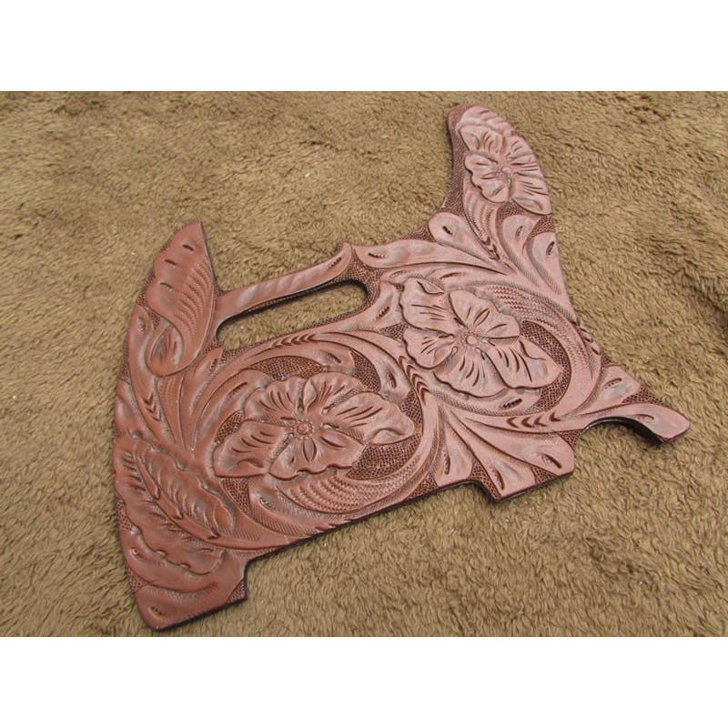 El Dorado Hand-Tooled Leather “Tele” Pickguard Brown【エルドラド レザーピックガード テレキャスター】