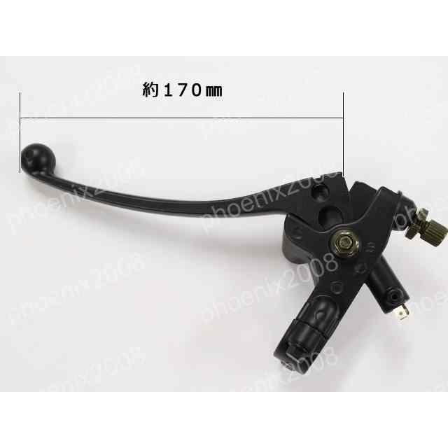 ブレーキ レバー 右 22.2mm ミラーホルダー付 ストップランプ スイッチ付 片側 自転車 バイク ATV 四輪 汎用 M10 P1.25 黒｜apparel-phoenix｜05