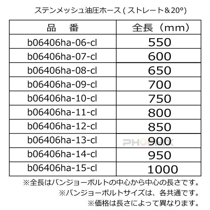 ステンメッシュ 油圧 ブレーキ クラッチ ホース バイク ATV バギー トライク バンジョー 10mm ストレート＆20° 550mm~1000mm｜apparel-phoenix｜05