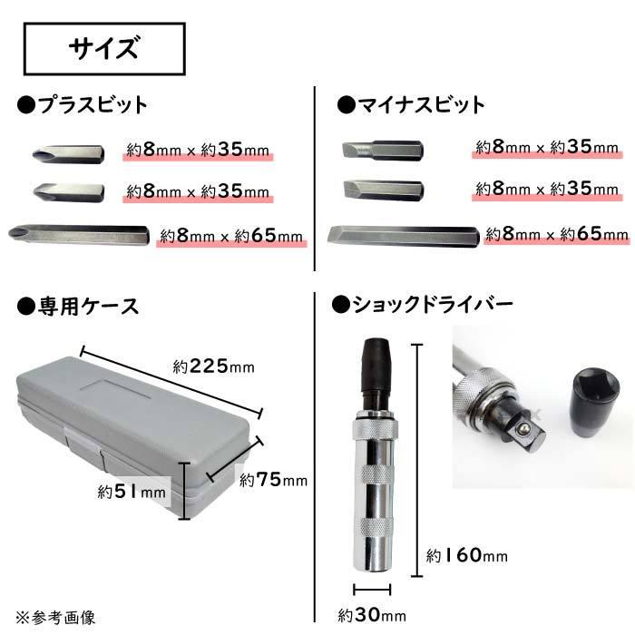ショックドライバー 7点セット 錆びたネジ 潰れたネジ 固着ネジ 回す 緩める 正転 逆転 DIY 工具 手動式インパクトドライバー アタックドライバー 専用ケース付 :z07758:AiAi - 通販 - Yahoo!ショッピング ショックドライバー 7点セット 錆びたネジ 潰れたネジ 固着ネジ 回す 緩める 正転 逆転 DIY 工具 手動式インパクトドライバー アタックドライバー 専用ケース付 :z07758:AiAi - 通販 - Yahoo!ショッピング