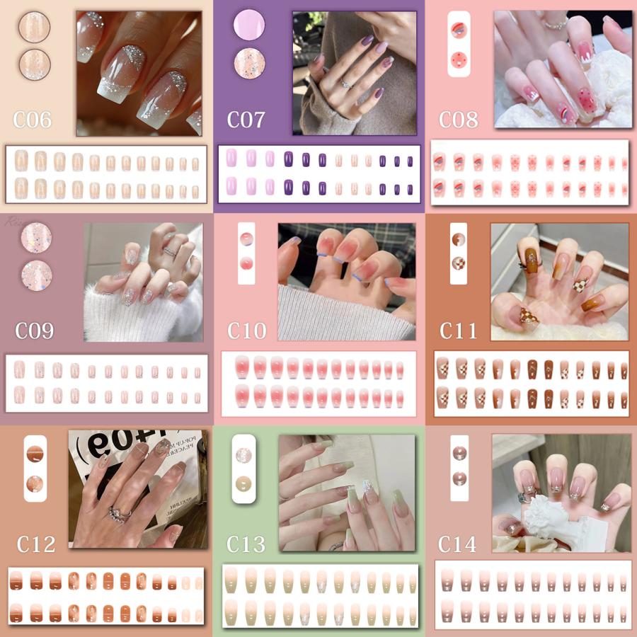 Risa（リサ） ネイルチップ 付け爪 チップ ショート ロング 24枚