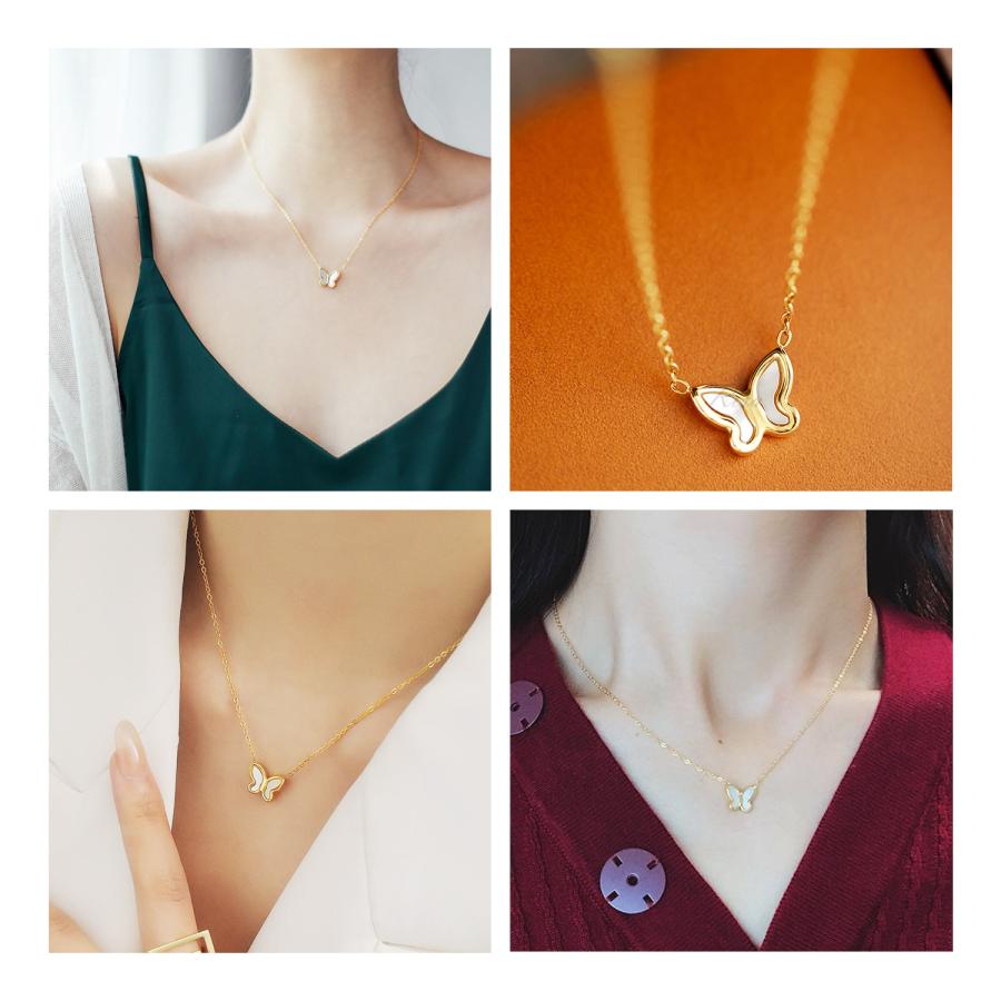 Risa（リサ） ネックレス チェーン 金属アレルギー対応 バタフライ 蝶 