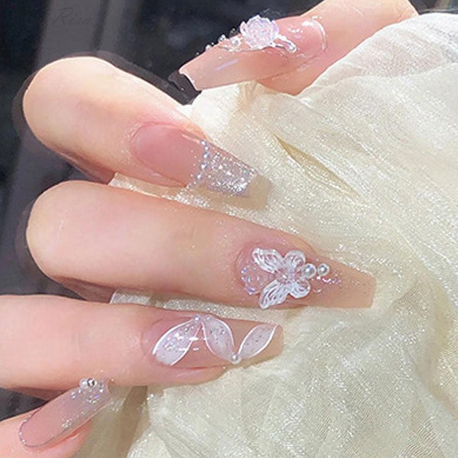 roo_lotページ ネイルチップ Risa（リサ） ネイルチップ 付け爪 チップ ロング 24枚セット グルー付