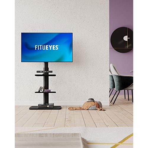 FITUEYES　テレビ台　壁寄せテレビスタンド　高さ角度調節可能　32-70インチテレビに対応　耐荷重40kg　木目　中段棚二枚付　木製底板　FT-