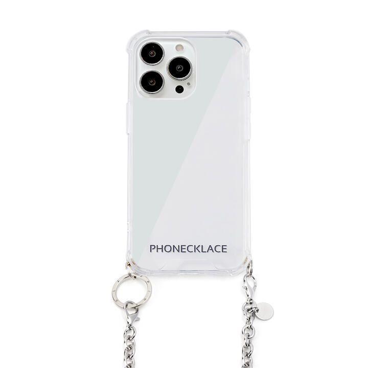 チェーンショルダーストラップ付きクリアケース シルバー iPhone 13