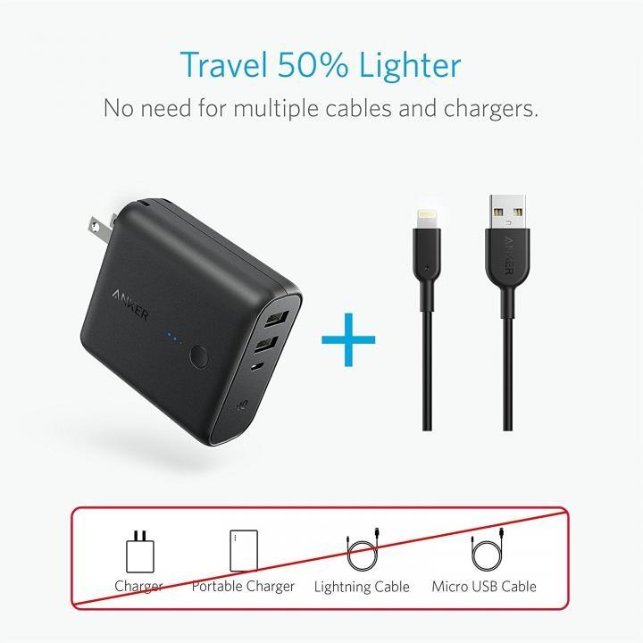 モバイルバッテリー Anker  PowerCore Fusion パワーコア 5000 USB急速充電器 ブラック アンカー｜appbankstore｜06