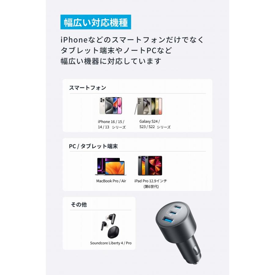 Anker アンカー 充電器 タイプc Nano Car Charger (167.5W, 3