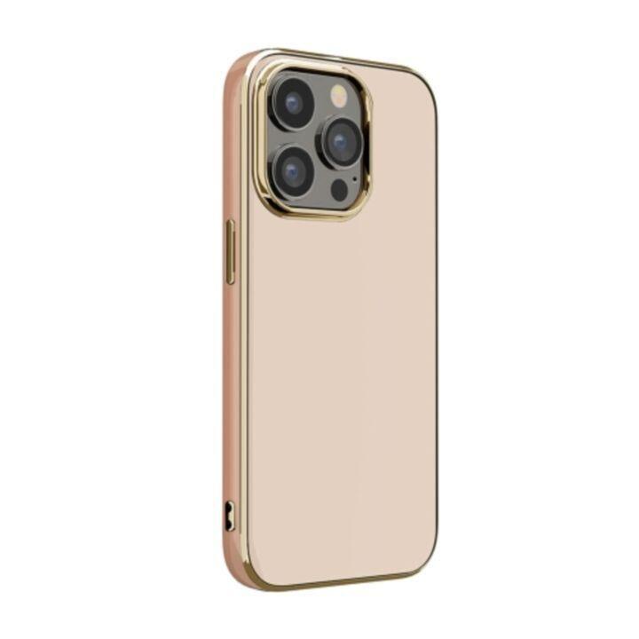 Premium Style メタリックフレーム ソフトケース ピンク iPhone 14 Pro