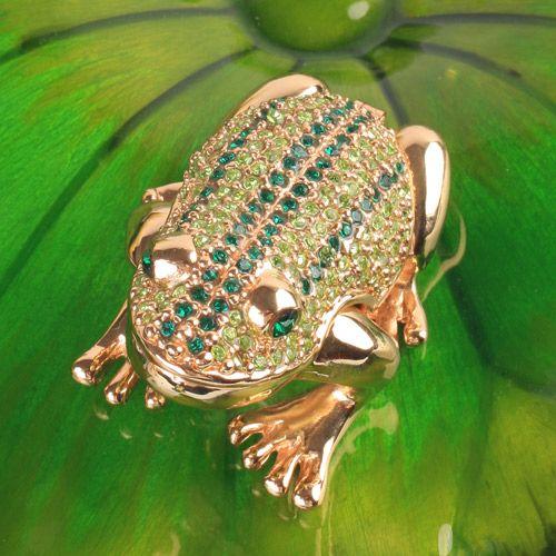 ラインストーンカエルジュエリーボックス置物 カエルのジュエリーボックス 2種 ピルケース 952 ラインストーン