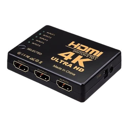 HDMI セレクター 5入力1出力 4K 2K FHD対応 3D映像対応 分配器 切替器 リモコン付き USB給電ケーブル | 