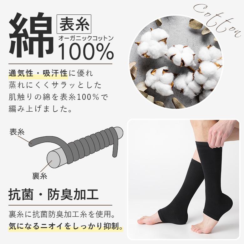 1足 着圧ソックス オープントゥ メンズ 消臭靴下 日本製 ハイソックス