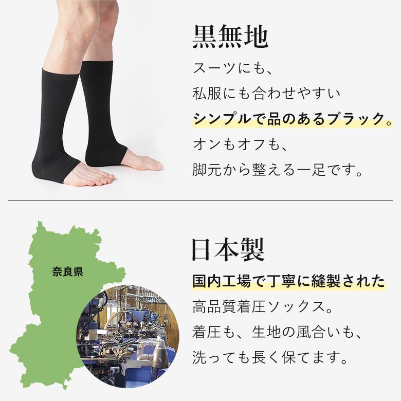 1足 着圧ソックス オープントゥ メンズ 消臭靴下 日本製 ハイソックス