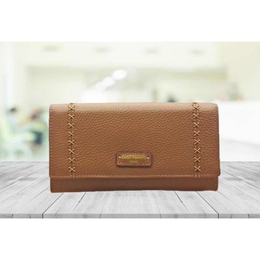 kansai yamamoto 【山本寛斎財布】ベージュ 長財布 かぶせ財布