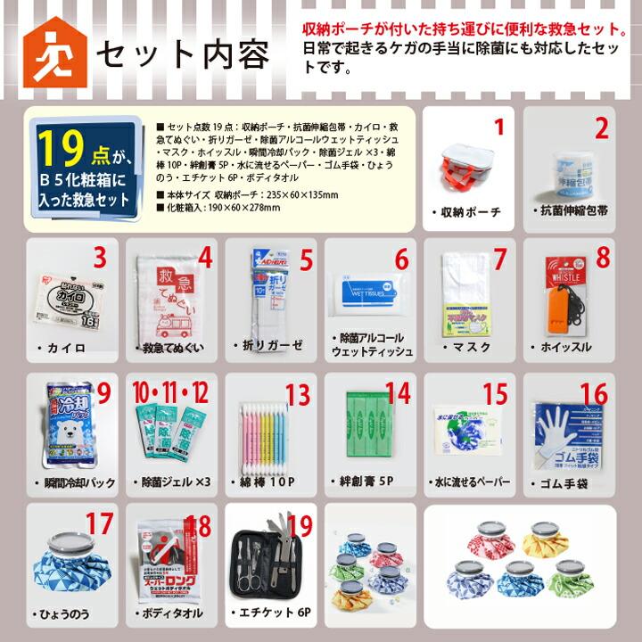 防災のプロが選んだ収納便利な救急19点セット コンパクト 非常持ち出し