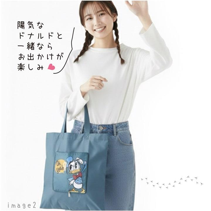 ディズニー ミッキー＆ドナルド エコバッグ フラットトート 折りたたみ
