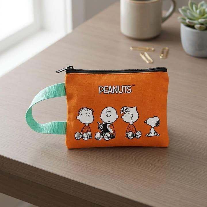 SNOOPY スヌーピー ポーチ ライン コットンポーチ ハンドル付き