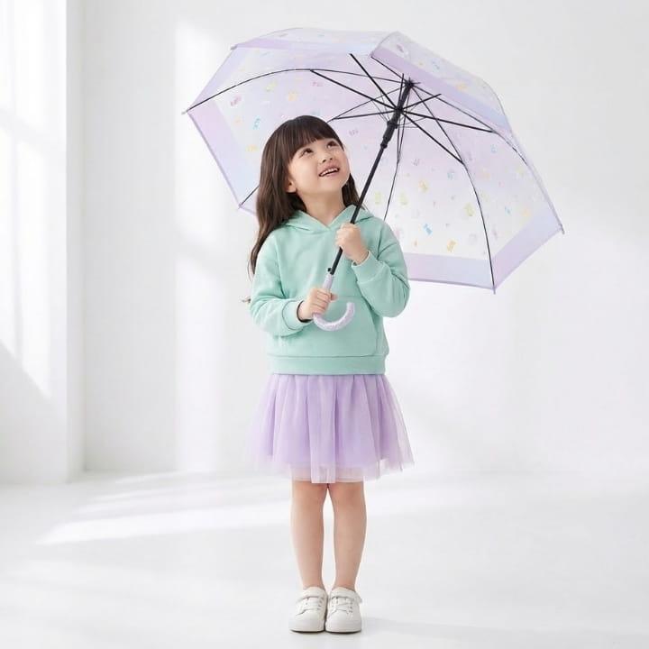 Sheil キッズ傘 55cm ジャンプ式 ビニール傘 透明 夢見るポップグミ柄