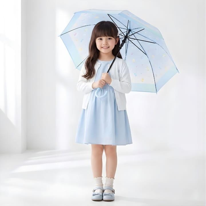 Sheil キッズ傘 55cm ジャンプ式 ビニール傘 透明 夢見るポップグミ柄