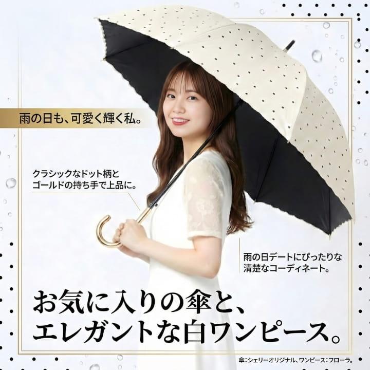 UVカット 晴雨兼用日傘 長傘 レディース ドット柄 ミスティドット 大判