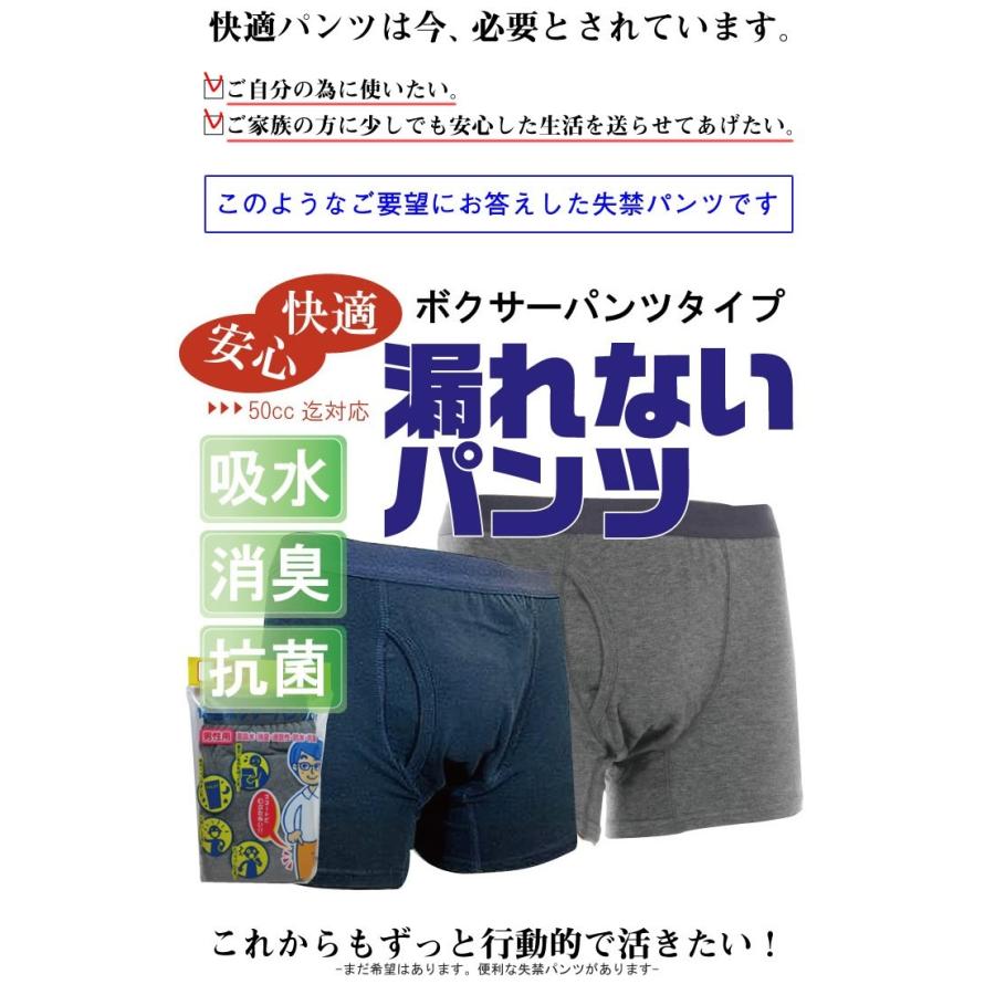 失禁パンツ 1枚入り 尿漏れパンツ 男性用 軽失禁 ボクサー 吸水 紳士用