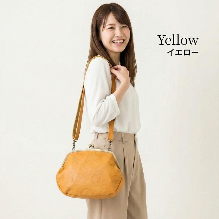 Lafiel ラフィール がま口ショルダーバッグ 合皮ドット型押し