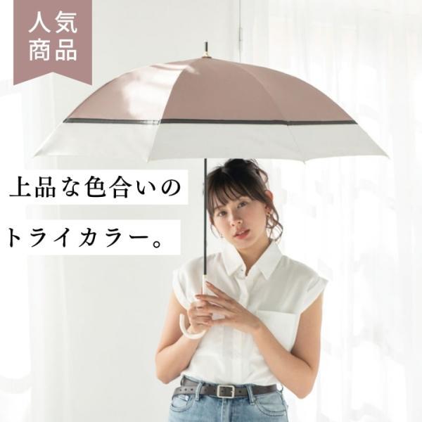 日傘 長傘 UVカット トリコロールエレガンス傘」 ブラックコーティング
