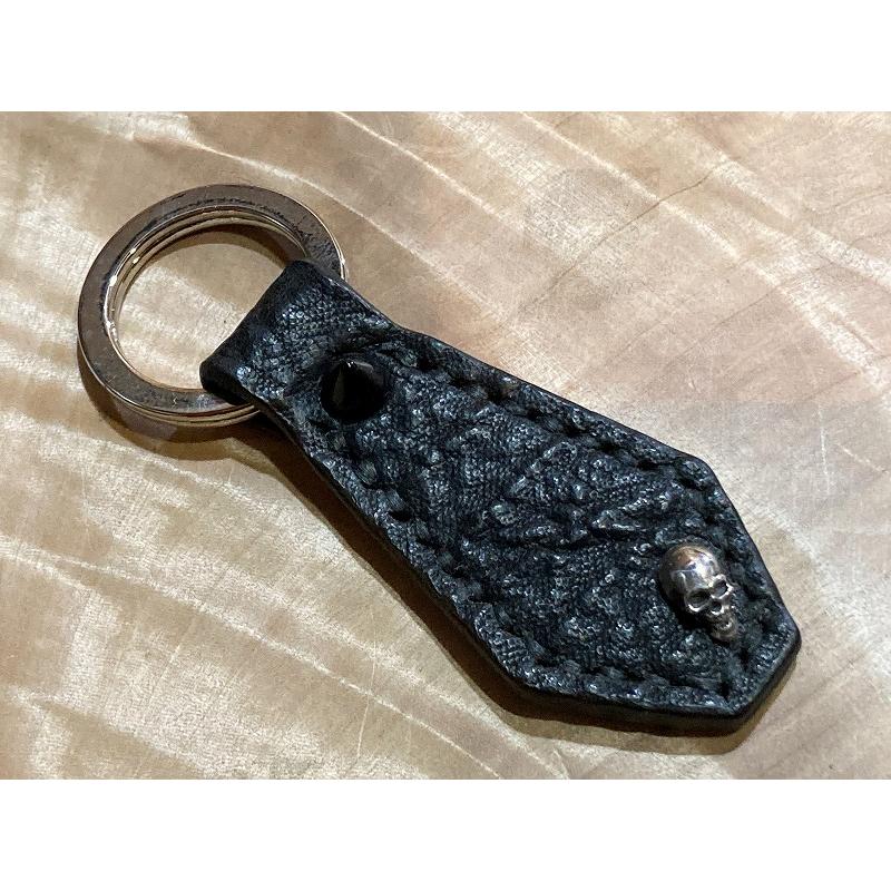 別注 スカル レザー キーホルダー キーリング スカルレザー