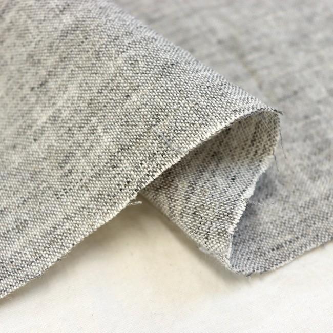 コットン54%リネン46% 30番手ムラ糸平織り生地（生成/グレー）［50cm