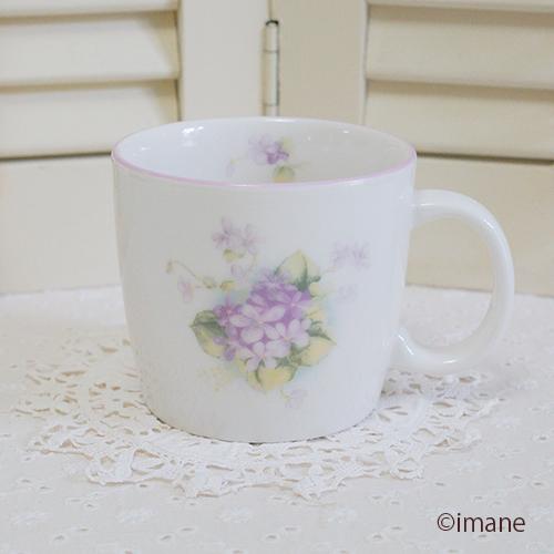 イマン imane スミレ カフェマグ マグカップ すみれ 磁器 花柄