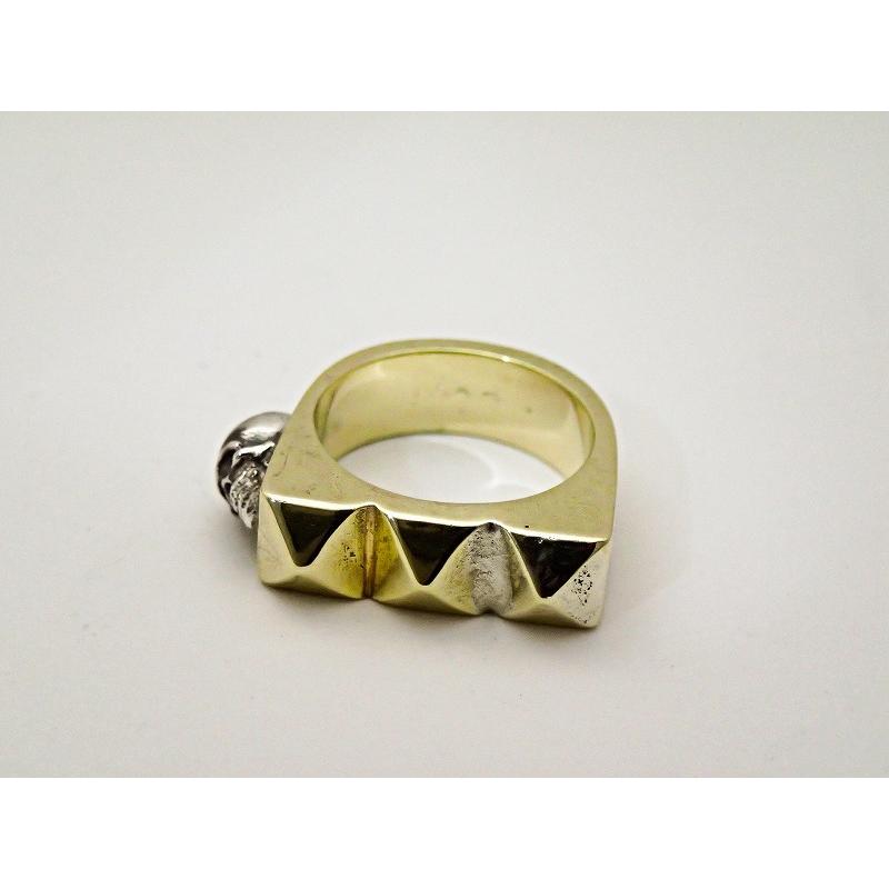 スタッズリング スカルリング ロック スタッズ シルバーアクセサリー ピラミッド スタッド パンクファッション　3スタッズリング　（ミニスカル+） 12号　_2