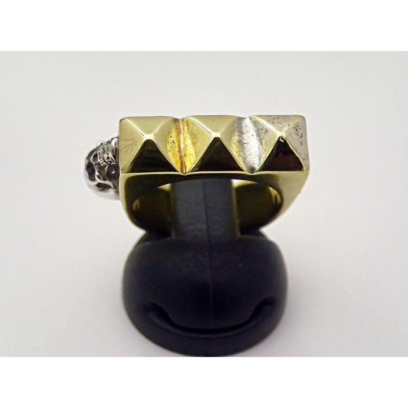スタッズリング スカルリング ロック スタッズ シルバーアクセサリー ピラミッド スタッド パンクファッション　3スタッズリング　（ミニスカル+） 12号　_8