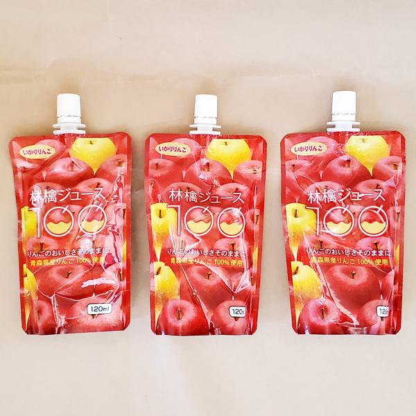 青森県産りんご果汁100%ストレートりんごジュース【120mlパウチ12本入